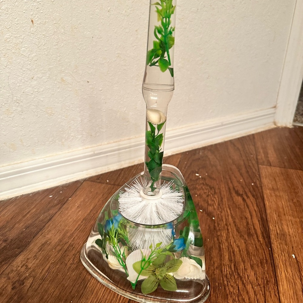 Decorative Toilet Brush with Green and White Accents